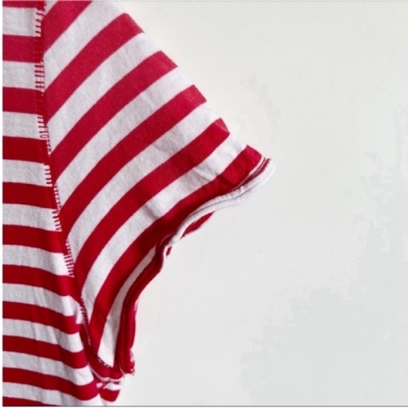 We the Free Avery tee red white striped v neck cotton - Picture 4 of 8